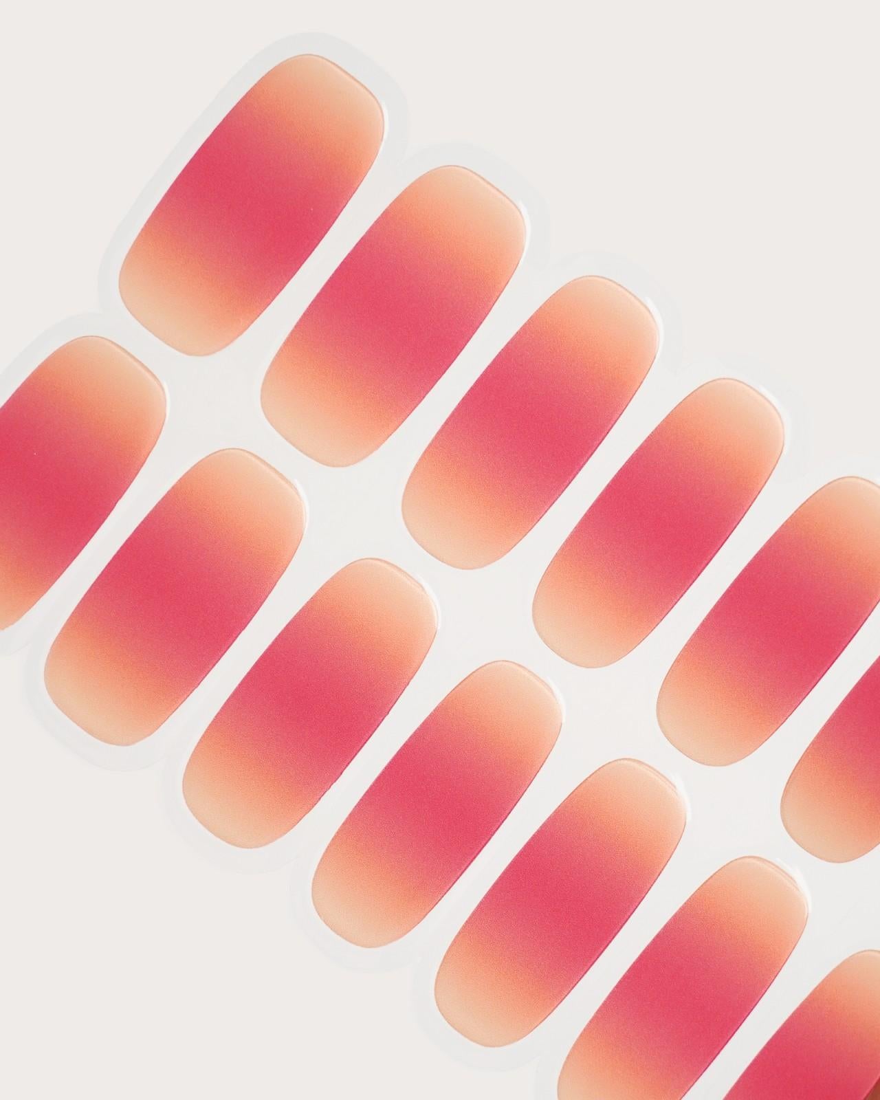 Orange Pink Ombre Gel Strips - Doonails