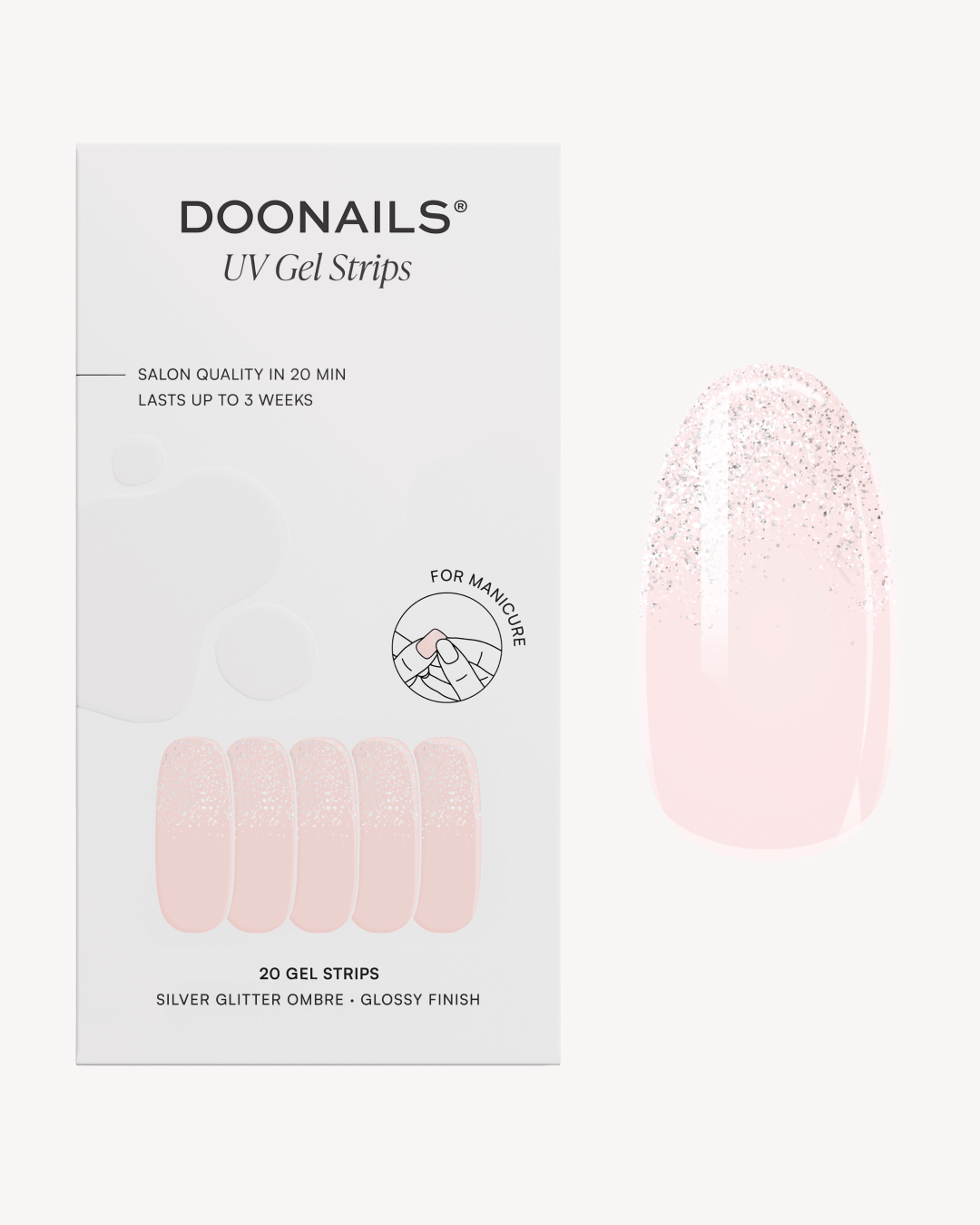 Silver Glitter Ombre Gel Strips - Doonails