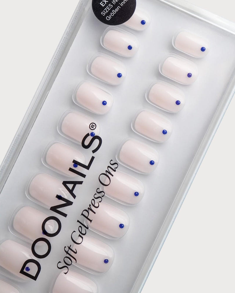 Blue Dots Extra Short Square Soft Gel Press Ons