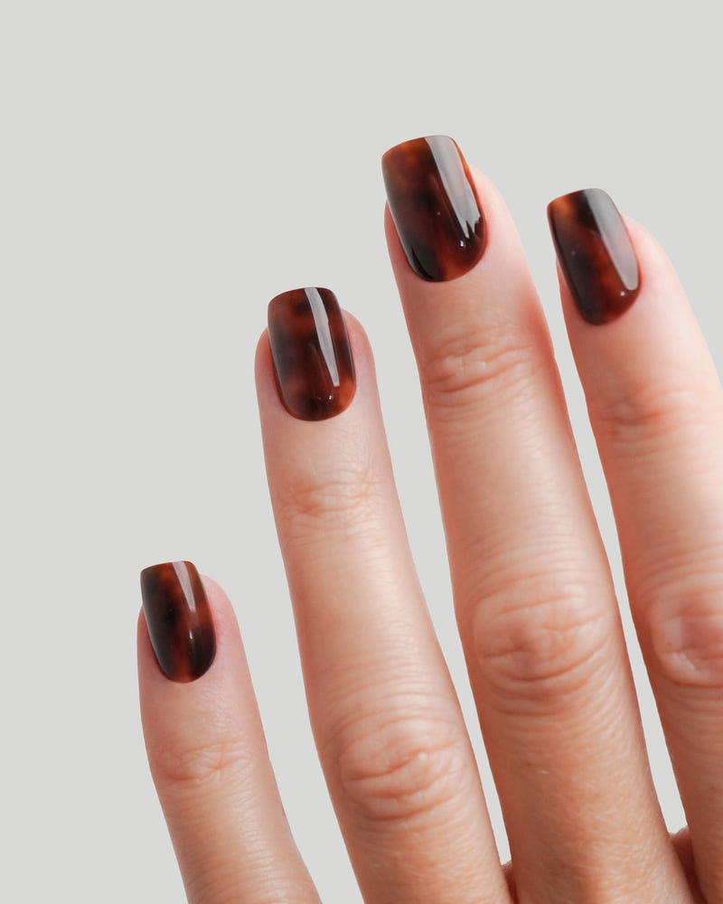 Mosaic Amber Short Square Soft Gel Press Ons