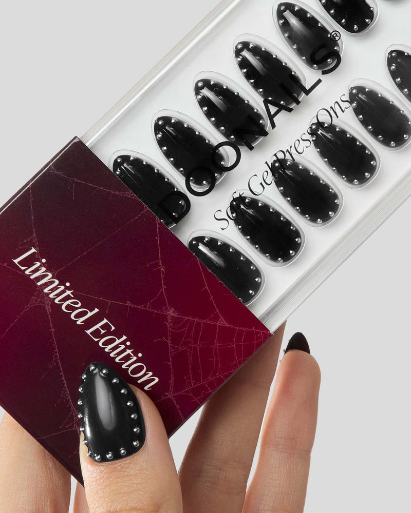 Limited Edition Oxblood Studs Short Almond Soft Gel Press Ons