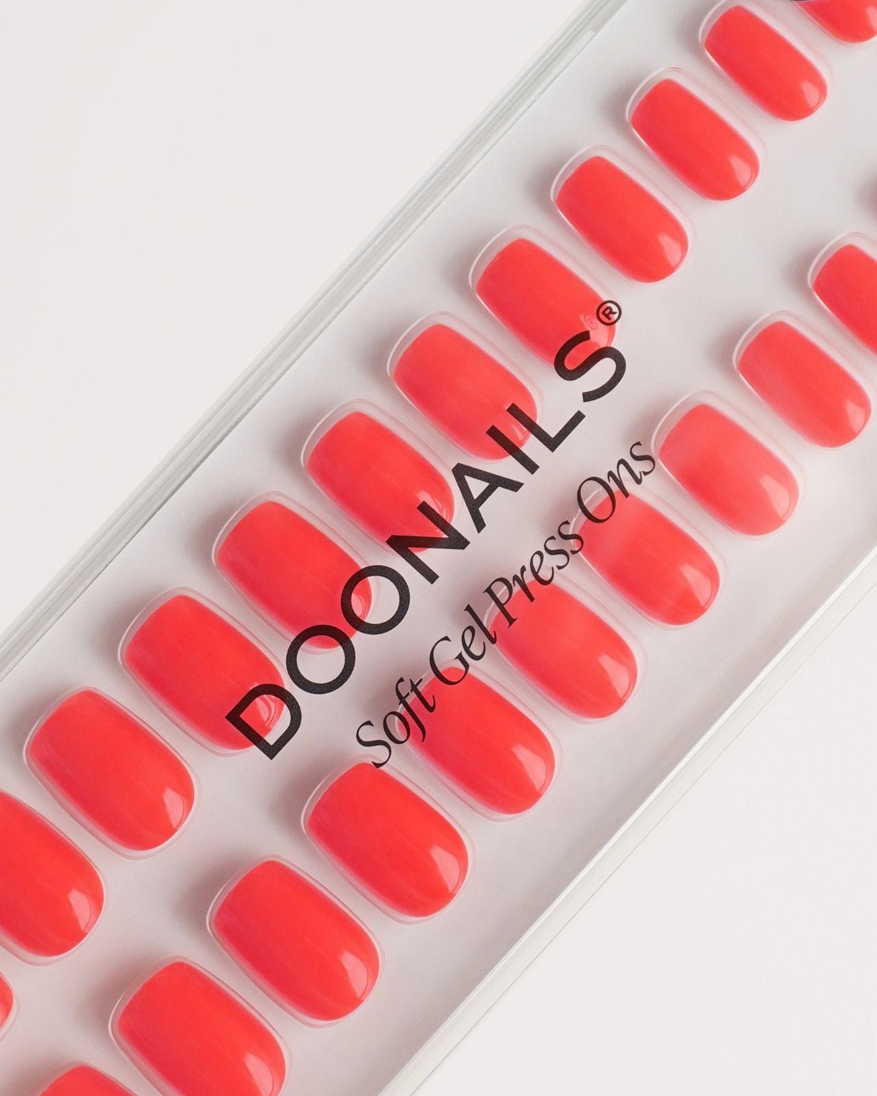 Sunset Coral Short Square Soft Gel Press Ons - Doonails