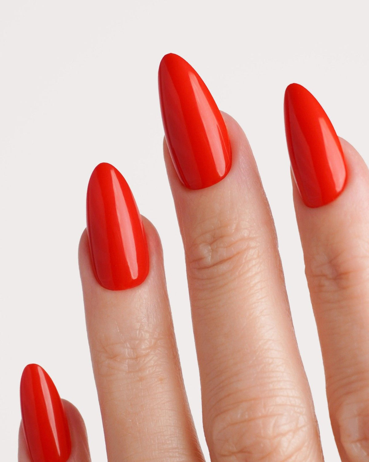 Rose Red Medium Almond Soft Gel Press Ons - Doonails