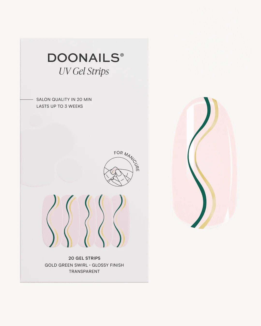 Gold Green Swirl Gel Strips - Doonails