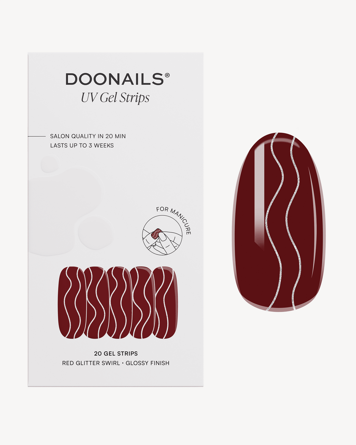 Red Glitter Swirl Gel Strips - Doonails