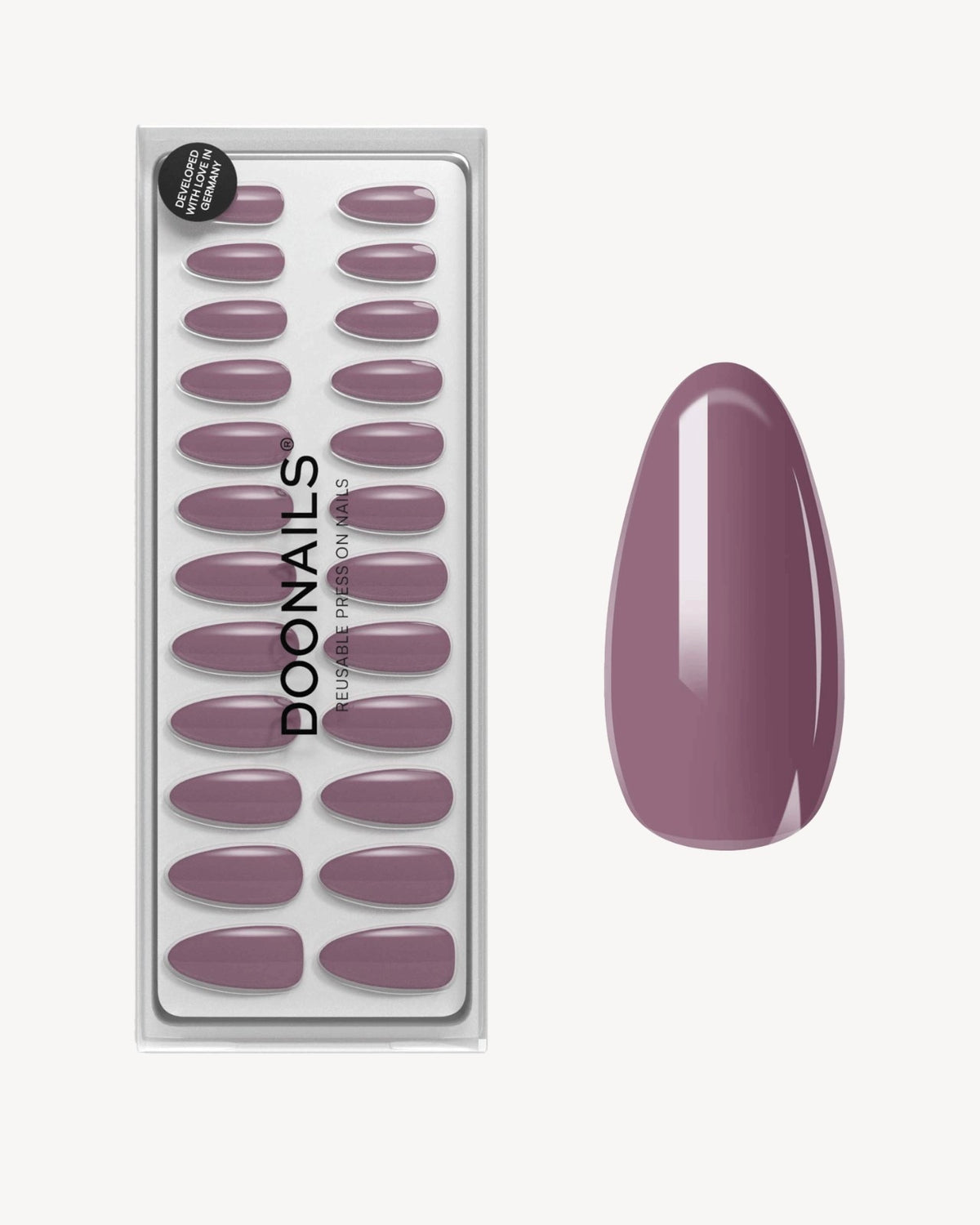 Silent Night Mauve Medium Almond Soft Gel Press Ons - Doonails