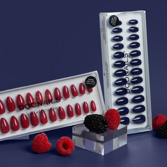 Ocean & Raspberry Short Almond Soft Gel Press Ons 