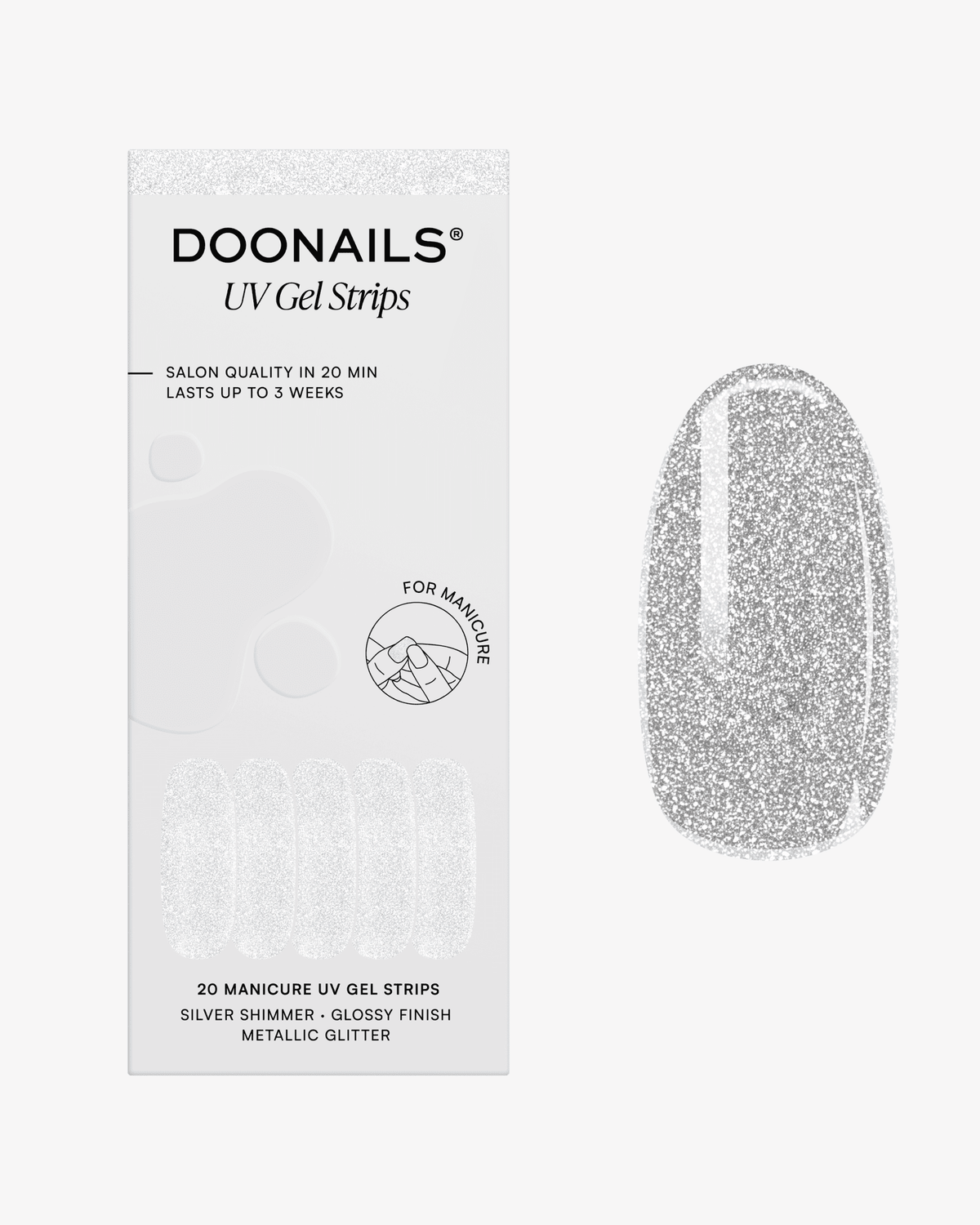 Silver Shimmer UV Gel Strips