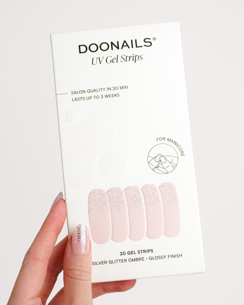 Silver Glitter Ombre Gel Strips - Doonails
