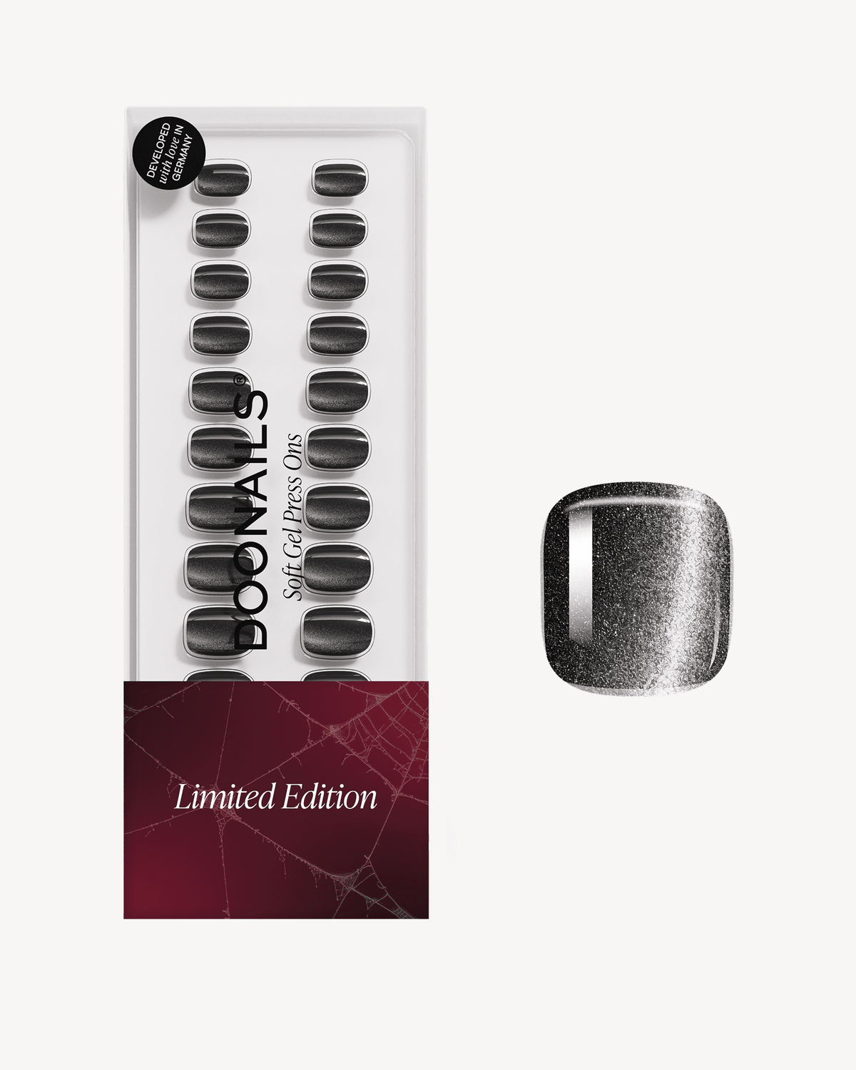 Limited Edition Black Cat Eye Ultra Short Square Soft Gel Press Ons