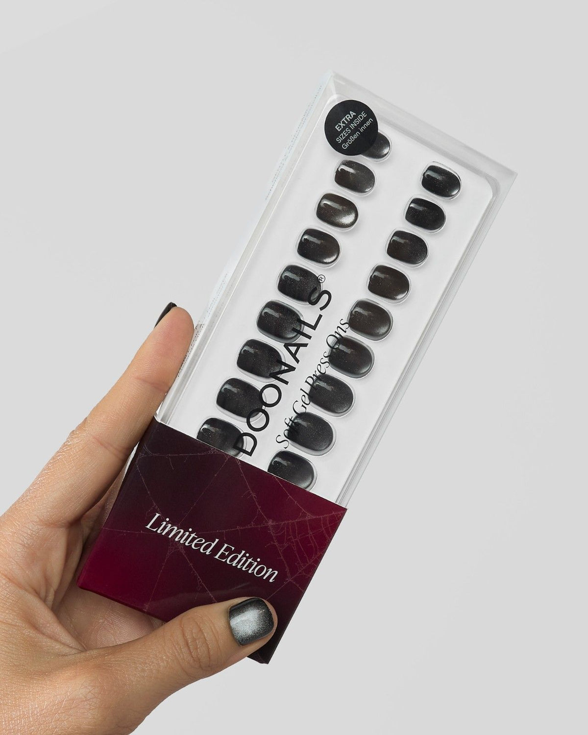 Limited Edition Black Cat Eye Ultra Short Square Soft Gel Press Ons