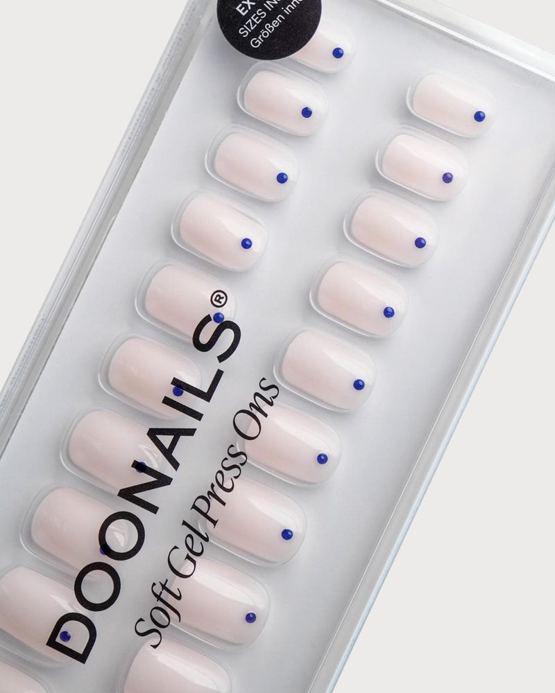 Blue Dots Extra Short Square Soft Gel Press Ons