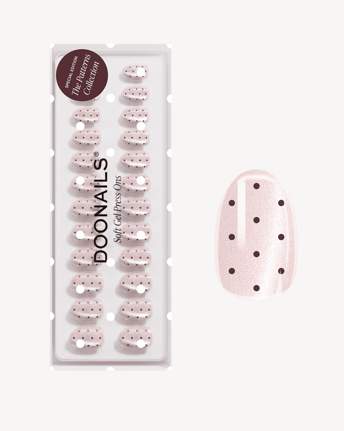 Blush Cat Eye Polka Dots Short Round Soft Gel Press Ons
