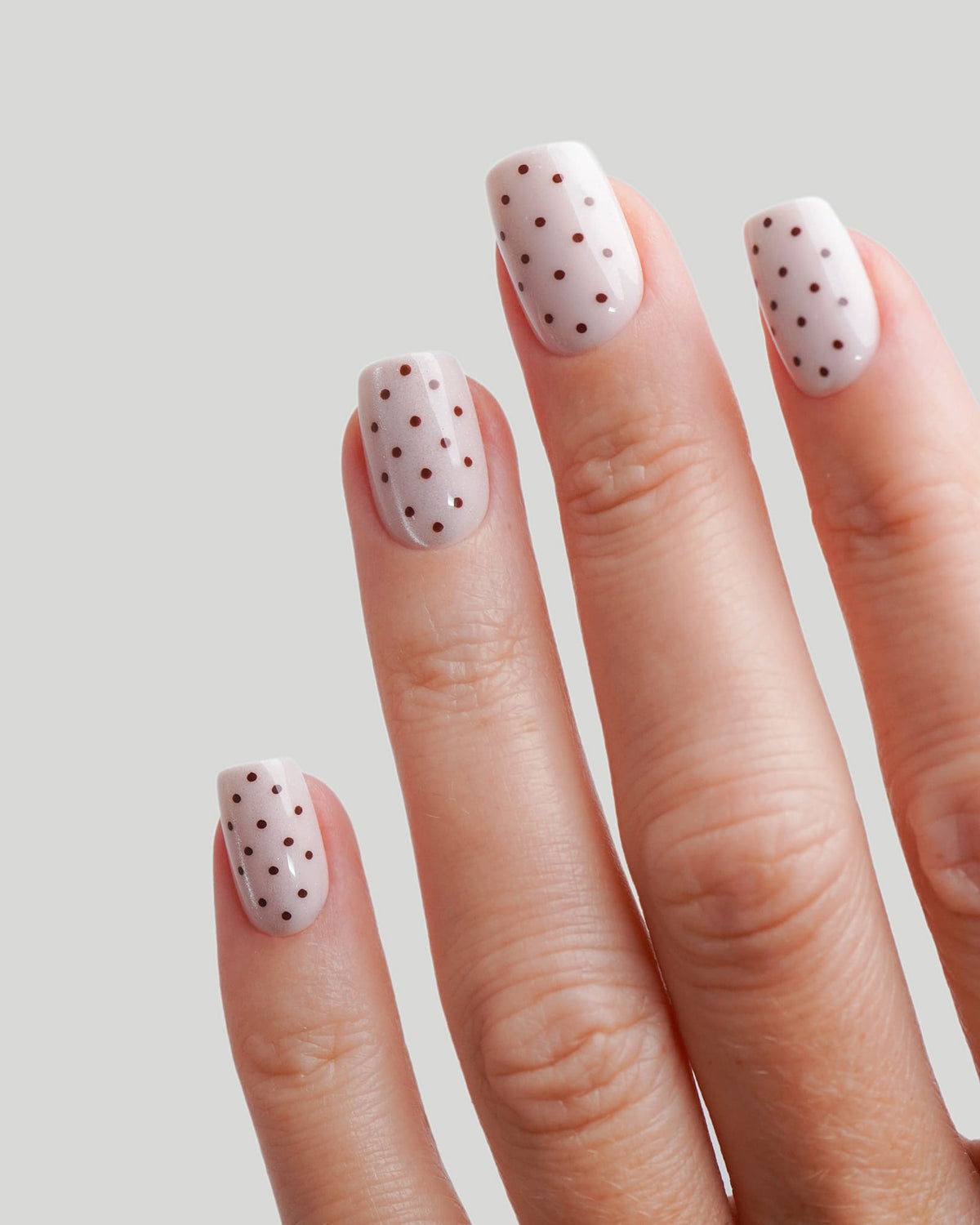 Blush Cat Eye Polka Dots Short Square Soft Gel Press Ons