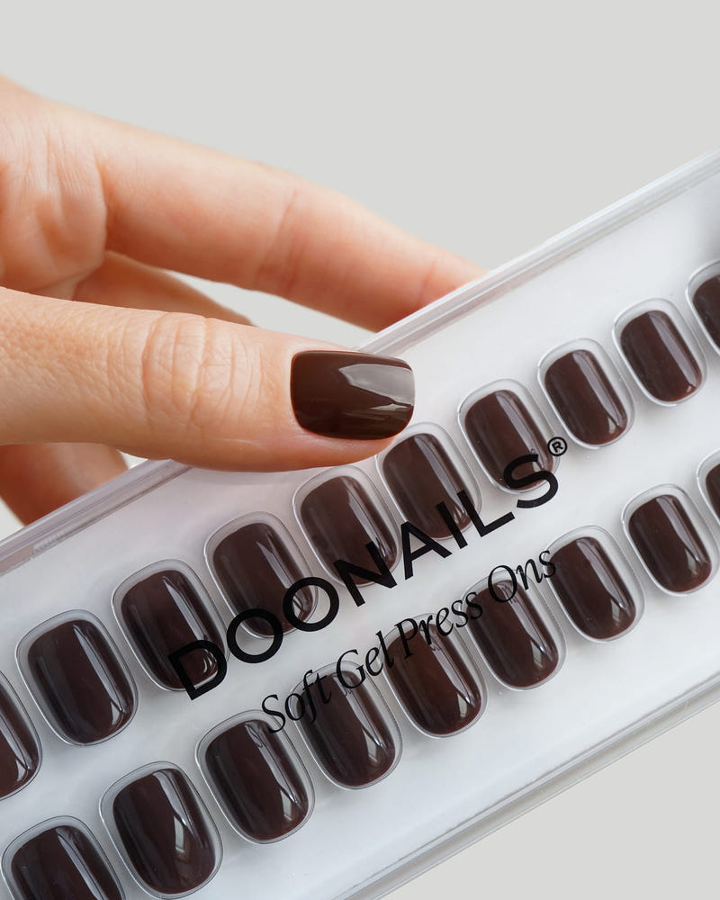 Cafe Noir Extra Short Square Soft Gel Press Ons