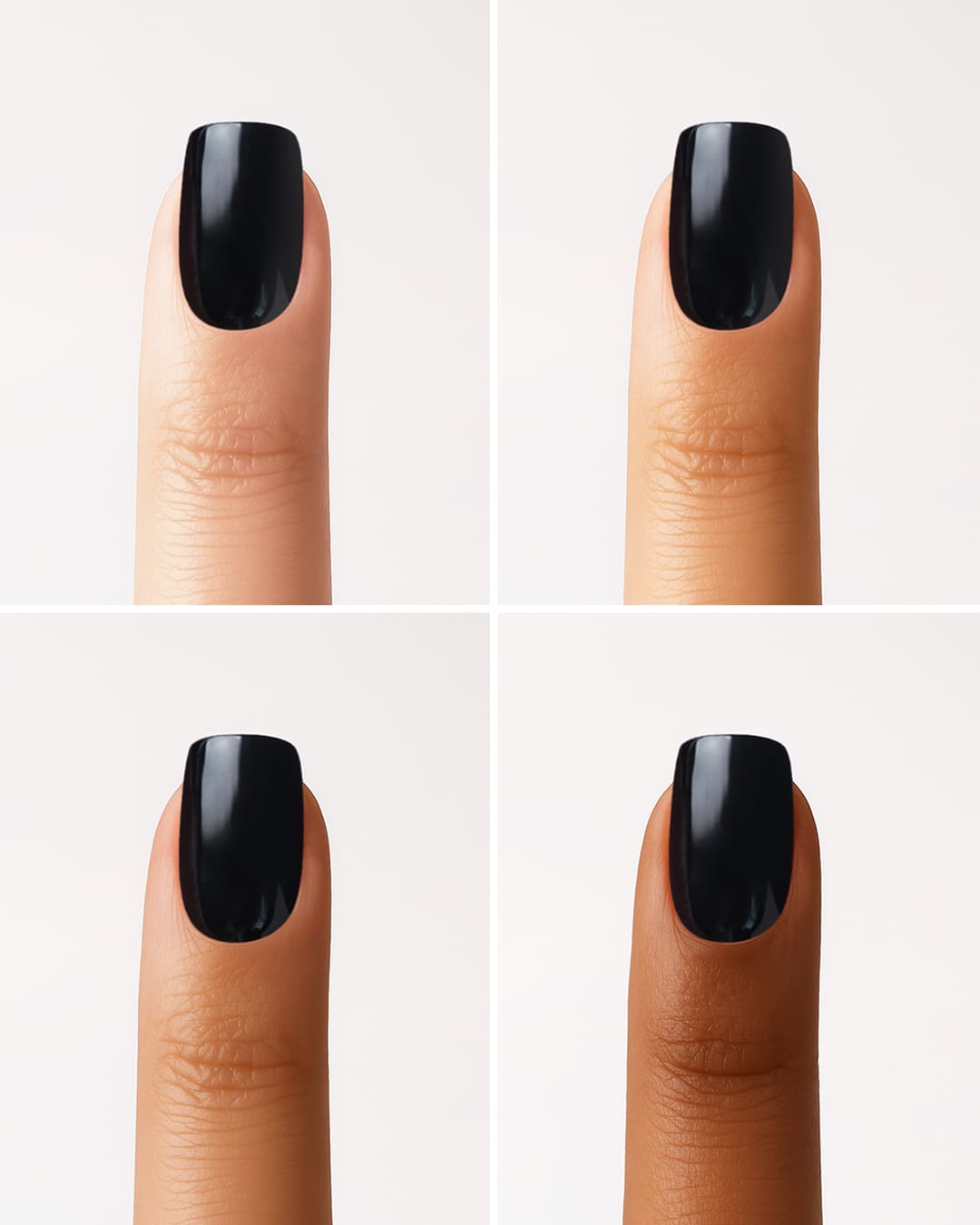 Soft Gel Press Ons Dark Dream auf verschiedenen Hauttönen
