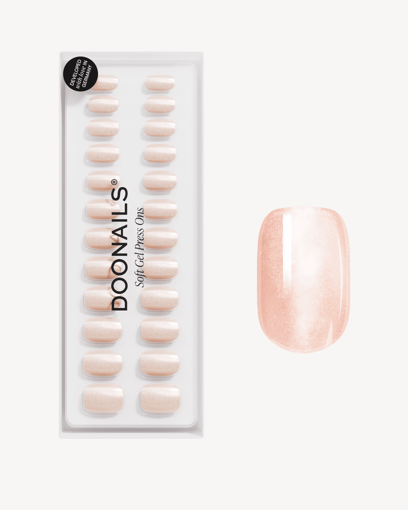 Glass Nude Cat Eye Short Square Soft Gel Press Ons