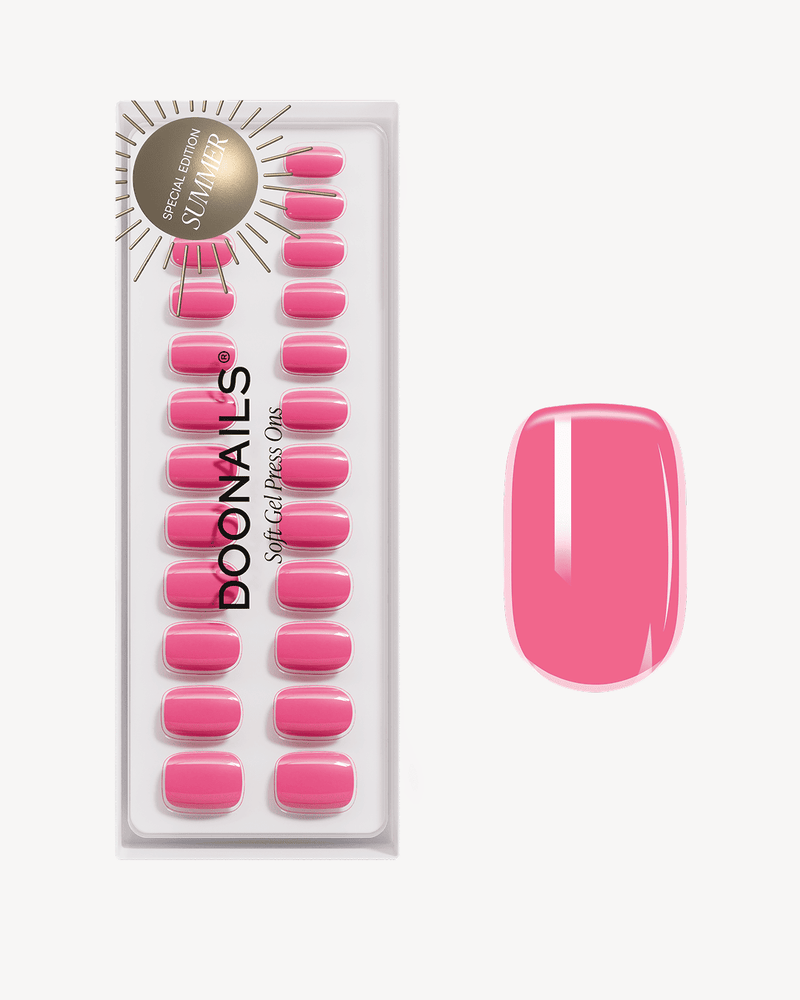 Hot Pink Short Square Soft Gel Press Ons