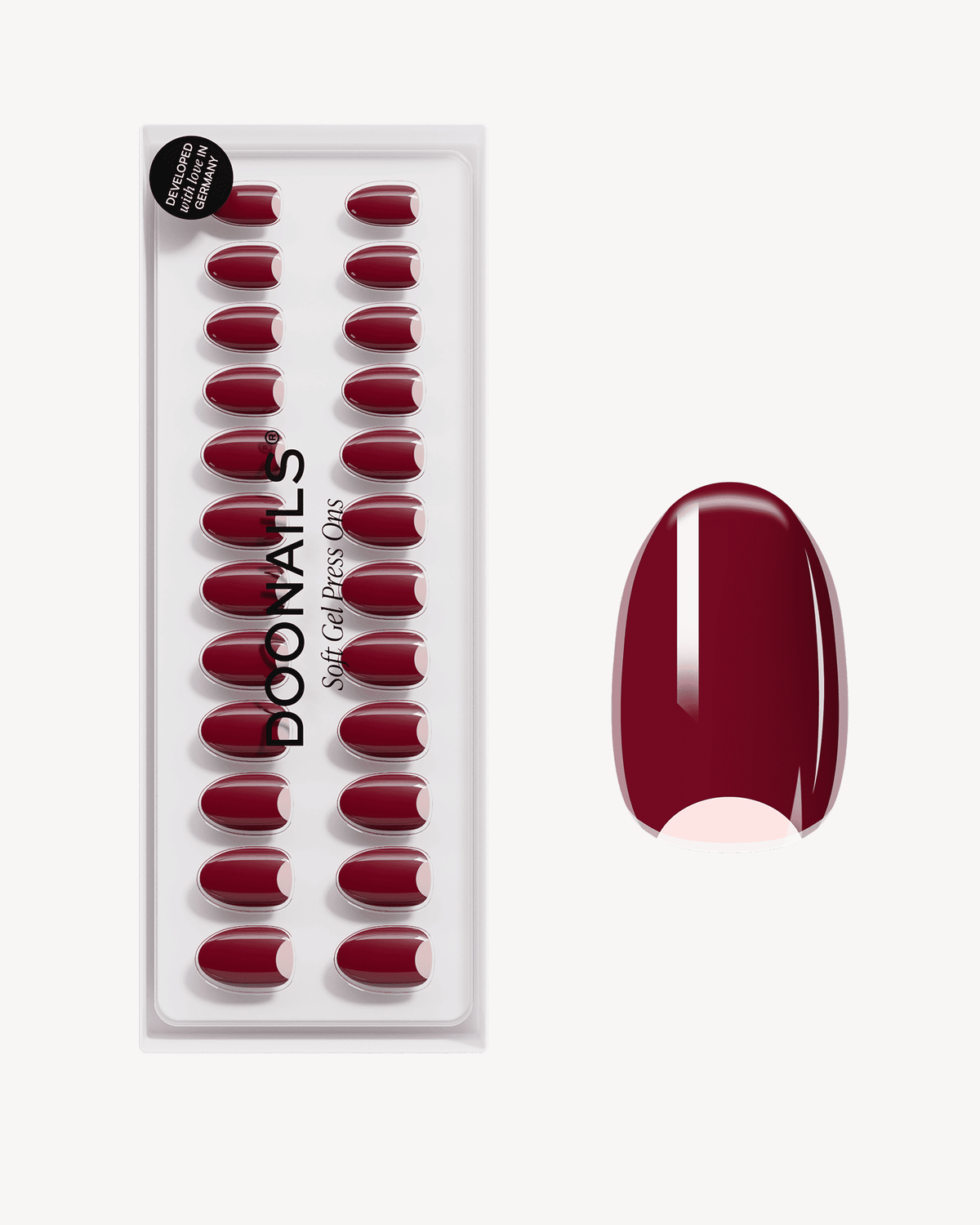 Mademoiselle Bordeaux Short Round Soft Gel Press Ons