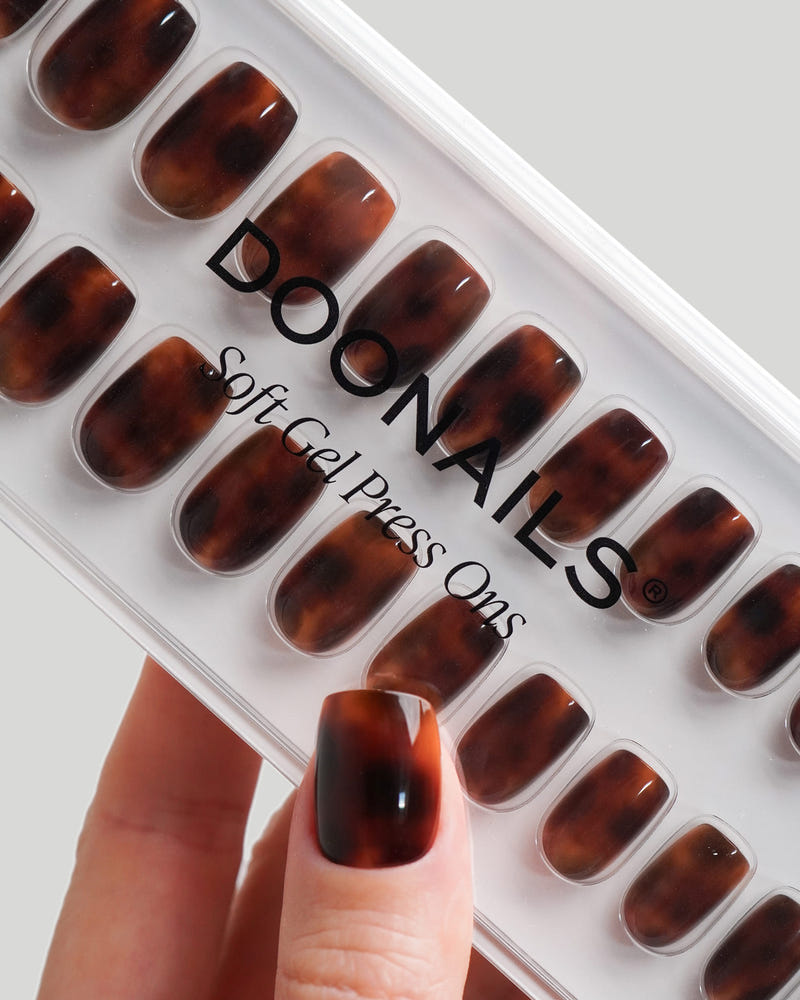 Mosaic Amber Short Square Soft Gel Press Ons