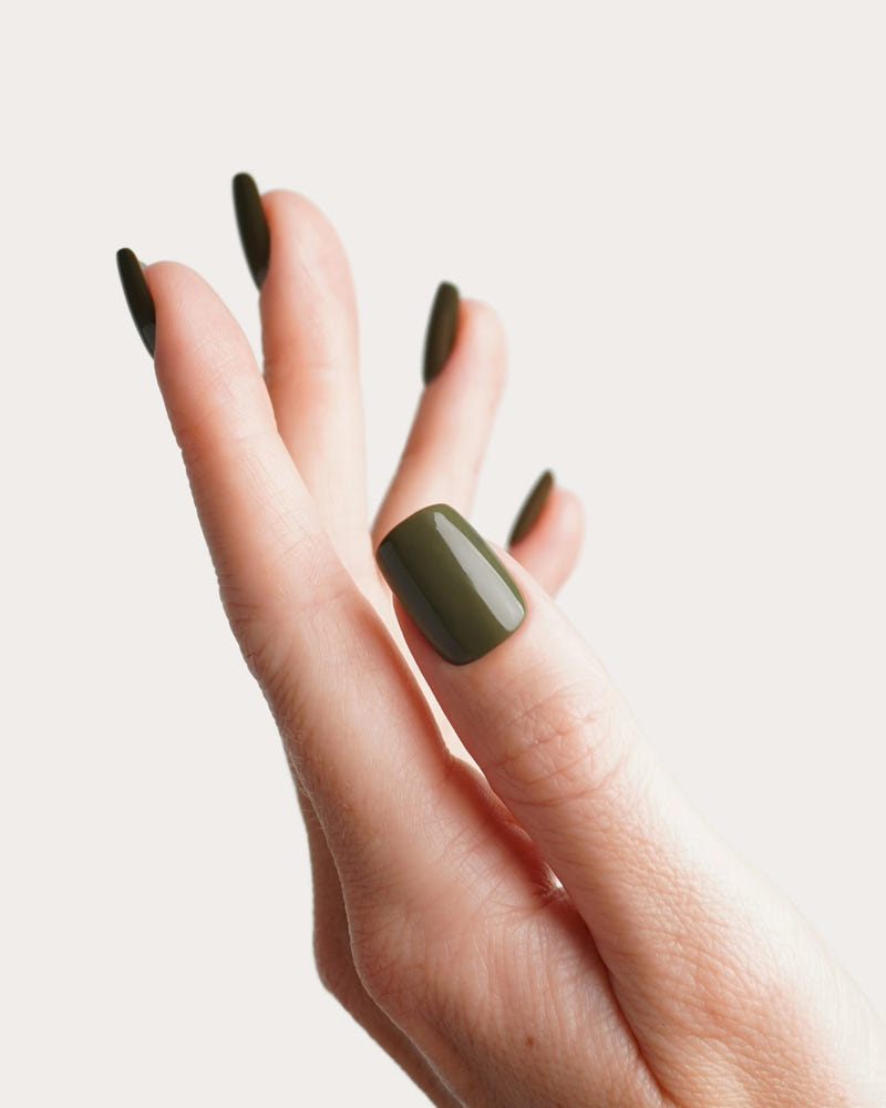 Moss Green Short Square Soft Gel Press Ons