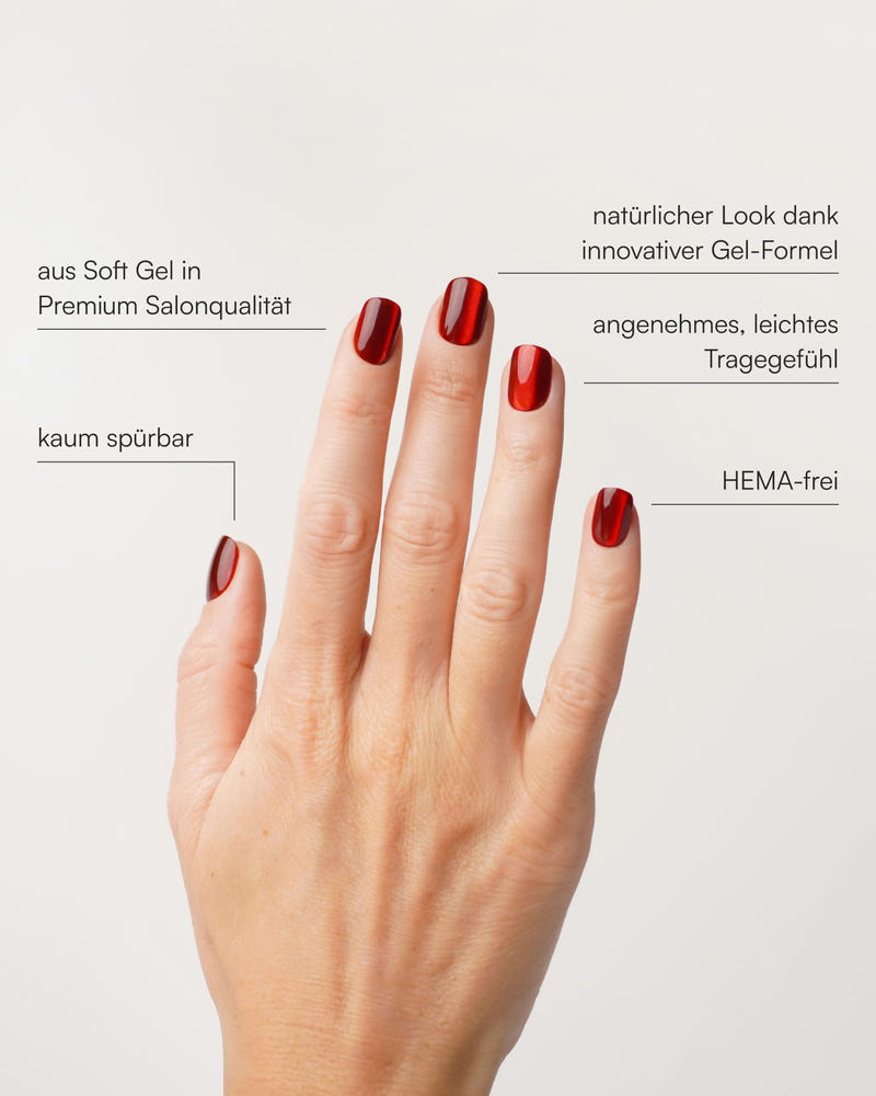 Red Cat Eye Extra Short Square Soft Gel Press Ons - Doonails