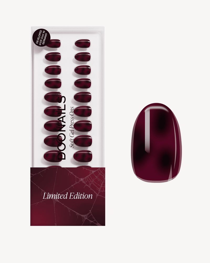 Limited Edition Red Mosaic Amber Short Round Soft Gel Press Ons