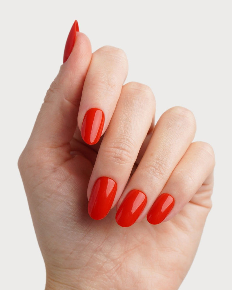 Rose Red Medium Round Soft Gel Press Ons