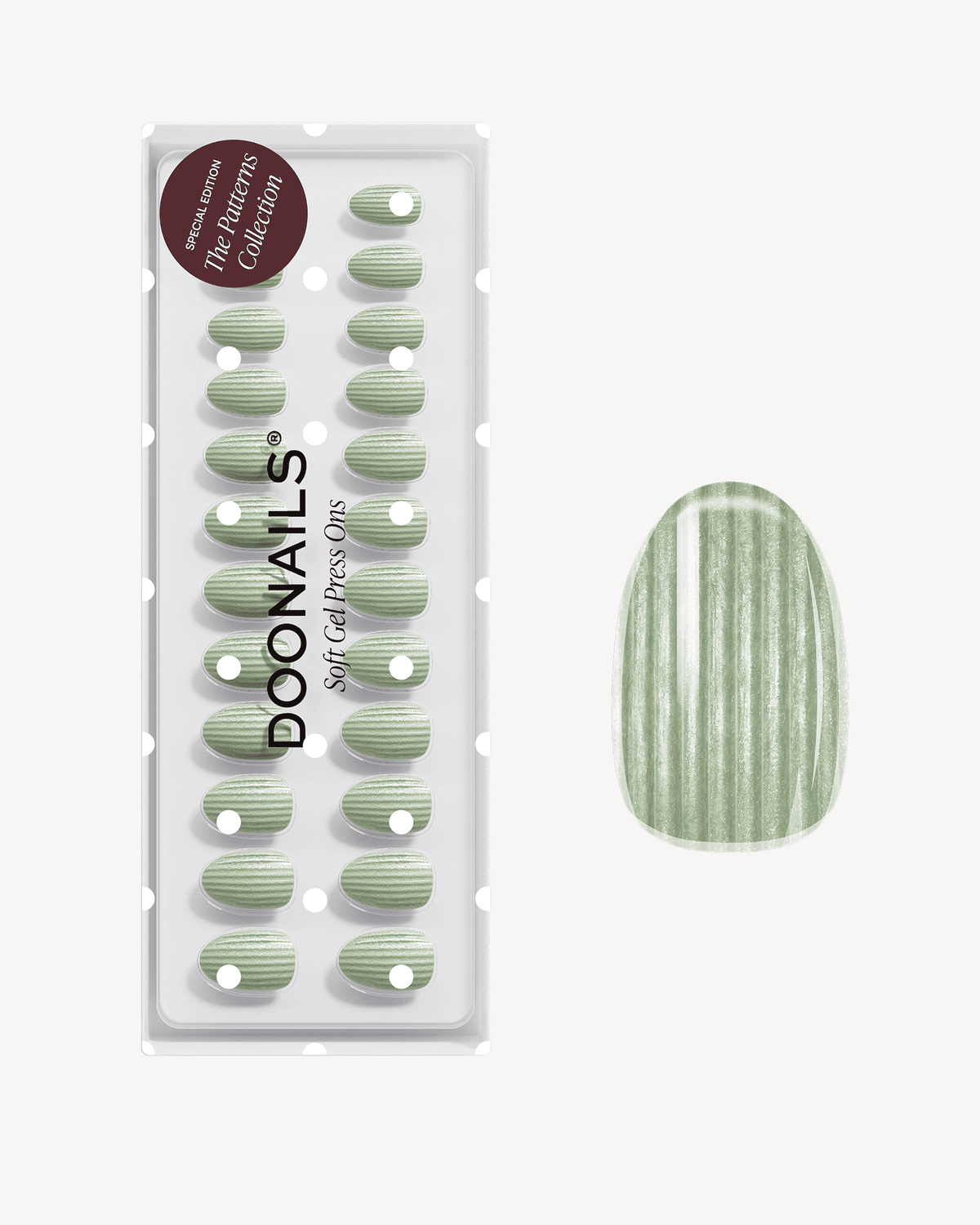 Sage Ribbed Cat Eye Short Round Soft Gel Press Ons