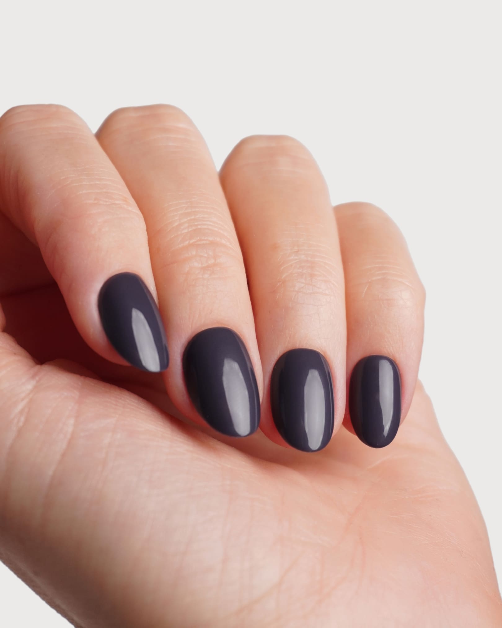 Stormy Grey Short Round Soft Gel Press Ons