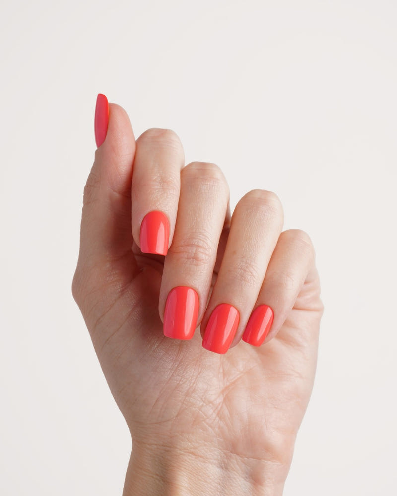 Sunset Coral Short Square Soft Gel Press Ons - Doonails