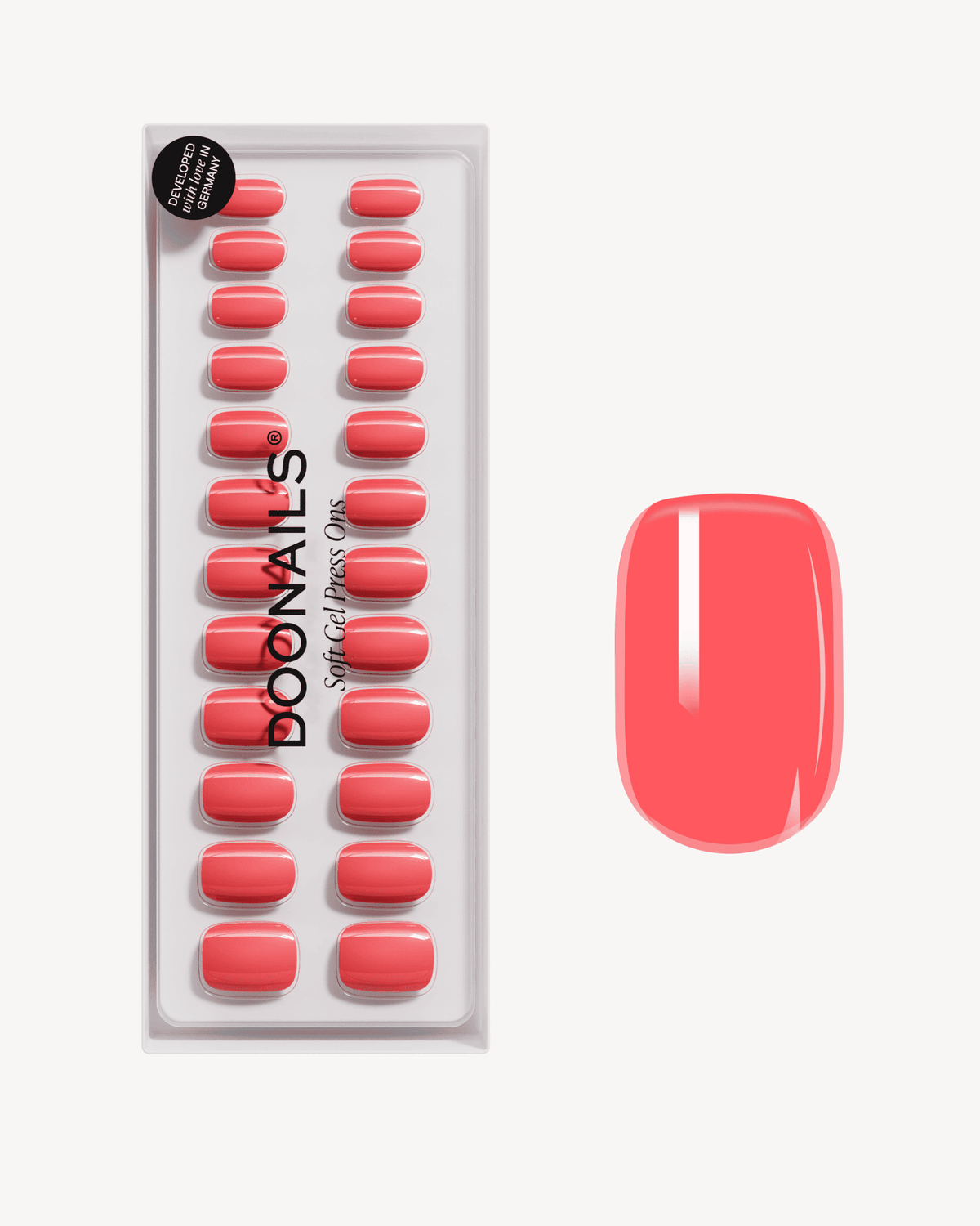 Sunset Coral Short Square Soft Gel Press Ons - Doonails
