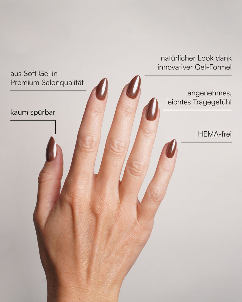 Glazed Chocolate Short Almond Soft Gel Press Ons - Doonails
