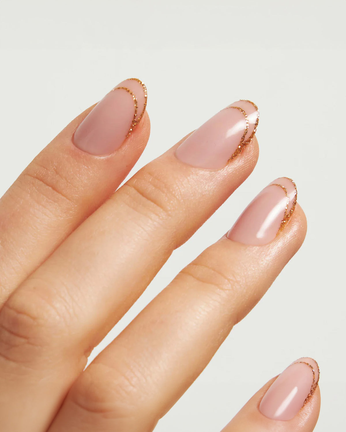 Golden French Medium Round Soft Gel Press Ons - Doonails
