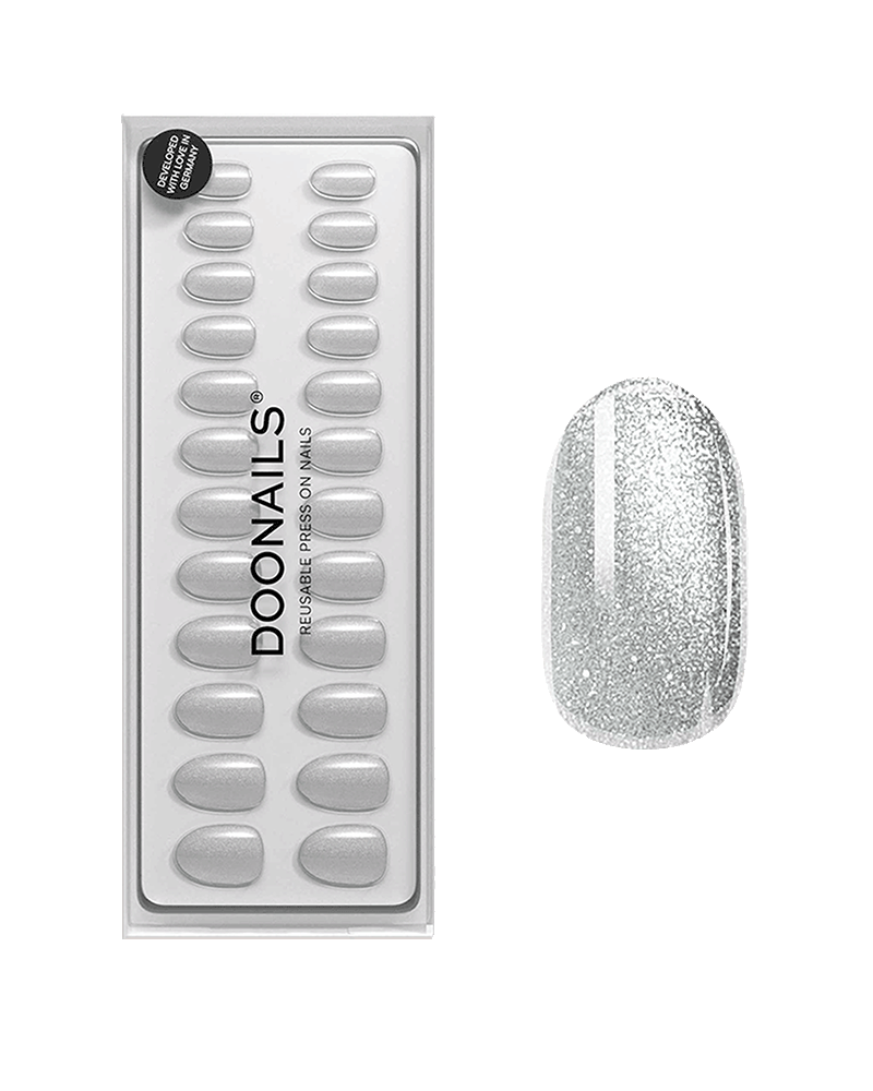 Doonails | Soft Gel Press Ons - Grey Cateye Medium Round