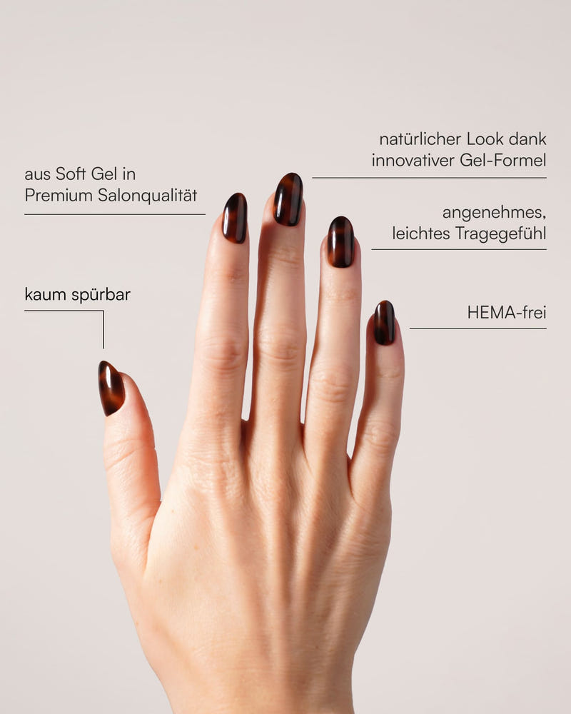 Mosaic Amber Medium Round Soft Gel Press Ons - Doonails