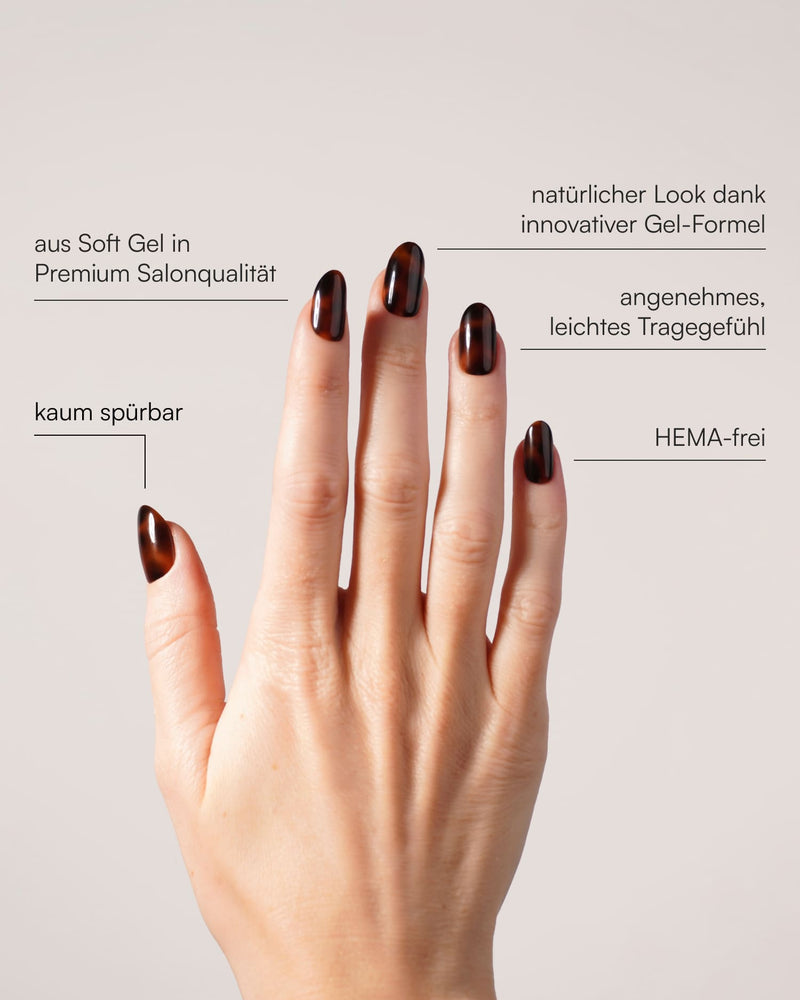 Mosaic Amber Medium Round Soft Gel Press Ons - Doonails