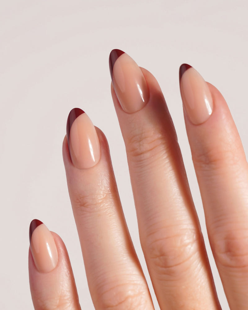 Red Slate French Short Almond Soft Gel Press Ons - Doonails