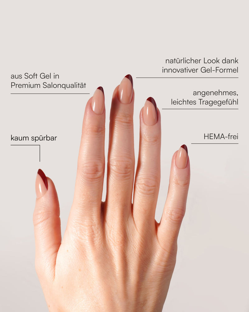 Red Slate French Short Almond Soft Gel Press Ons - Doonails