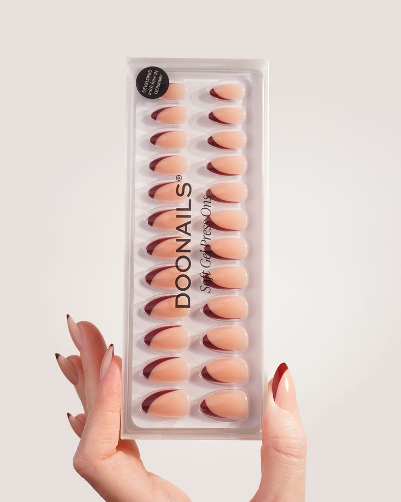 Red Slate French Short Almond Soft Gel Press Ons - Doonails