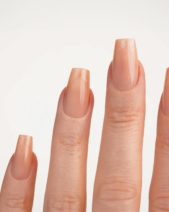 Rosegold Cat Eye French Short Coffin Soft Gel Press Ons - Doonails
