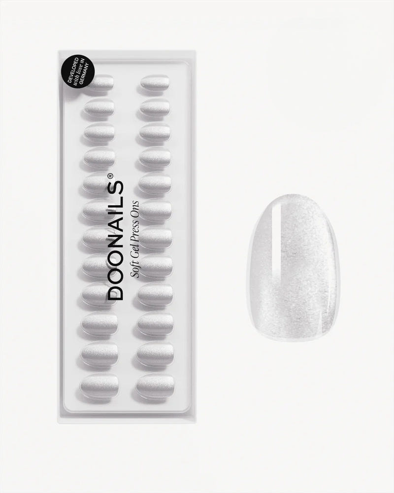 White Cat Eye Short Round Soft Gel Press Ons - Doonails