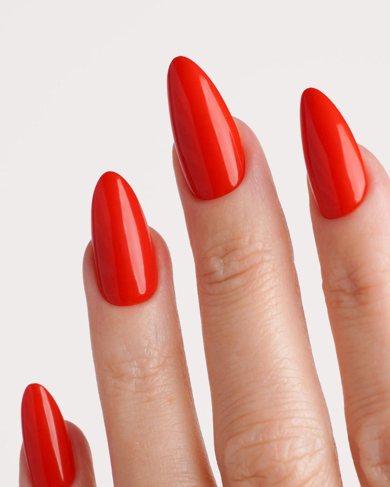 Rose Red Medium Almond Soft Gel Press Ons - Doonails