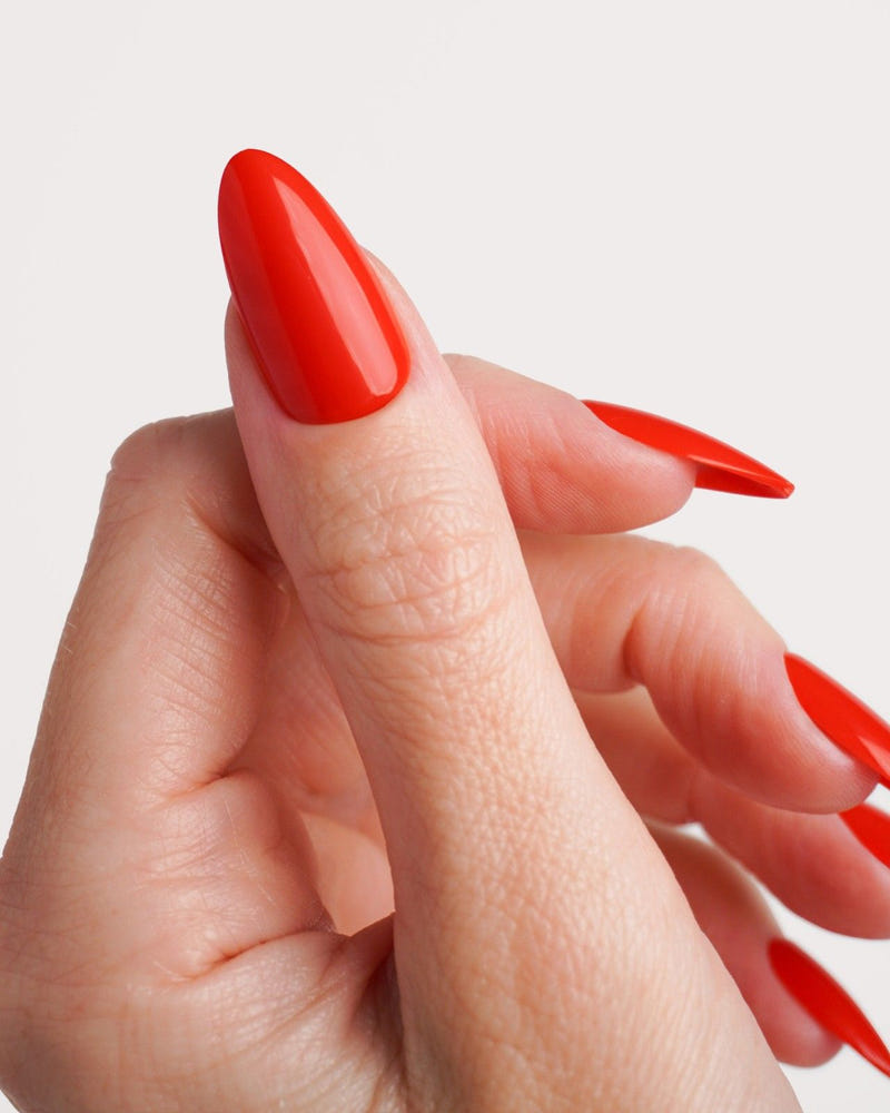 Rose Red Medium Almond Soft Gel Press Ons - Doonails