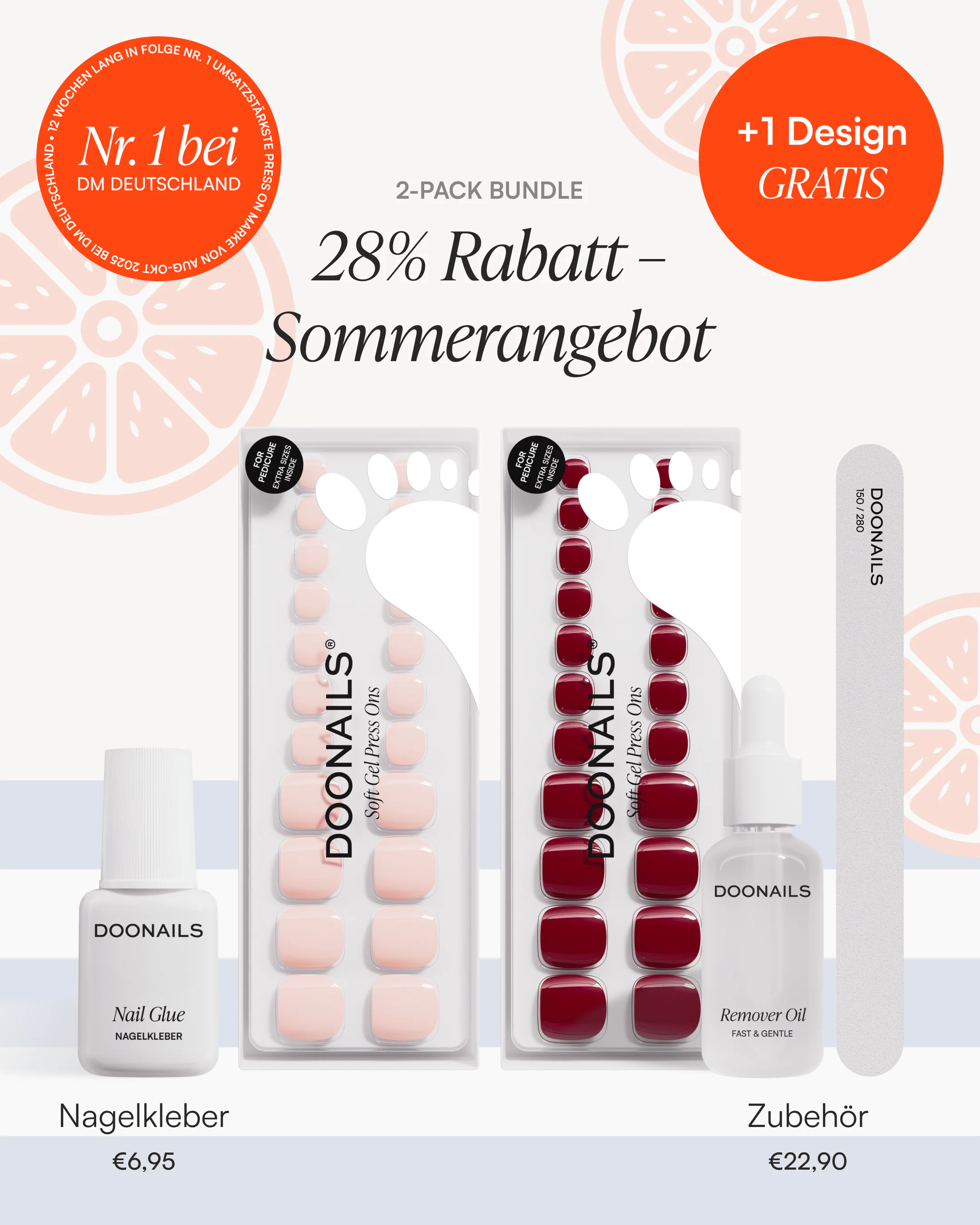 Sommer Starter Set - Pediküre Soft Gel Press Ons