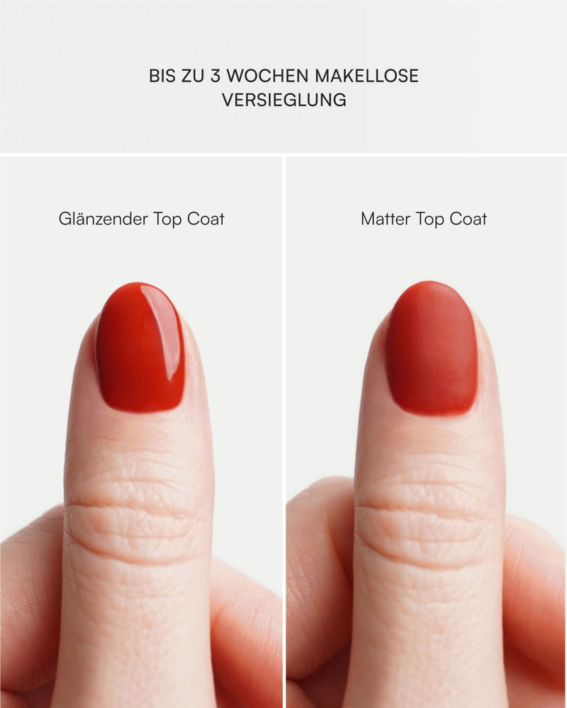 Top Coat Glänzend und Matt im Vergleich