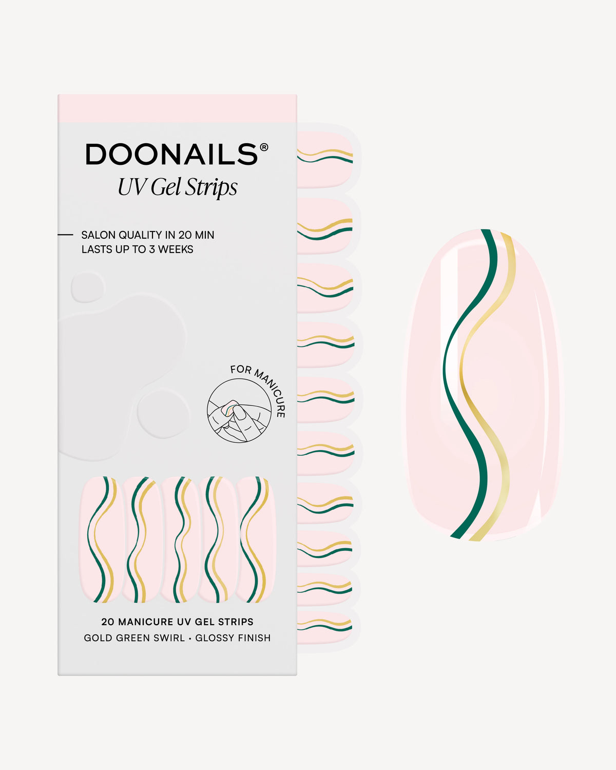 Gold Green Swirl UV Gel Strips