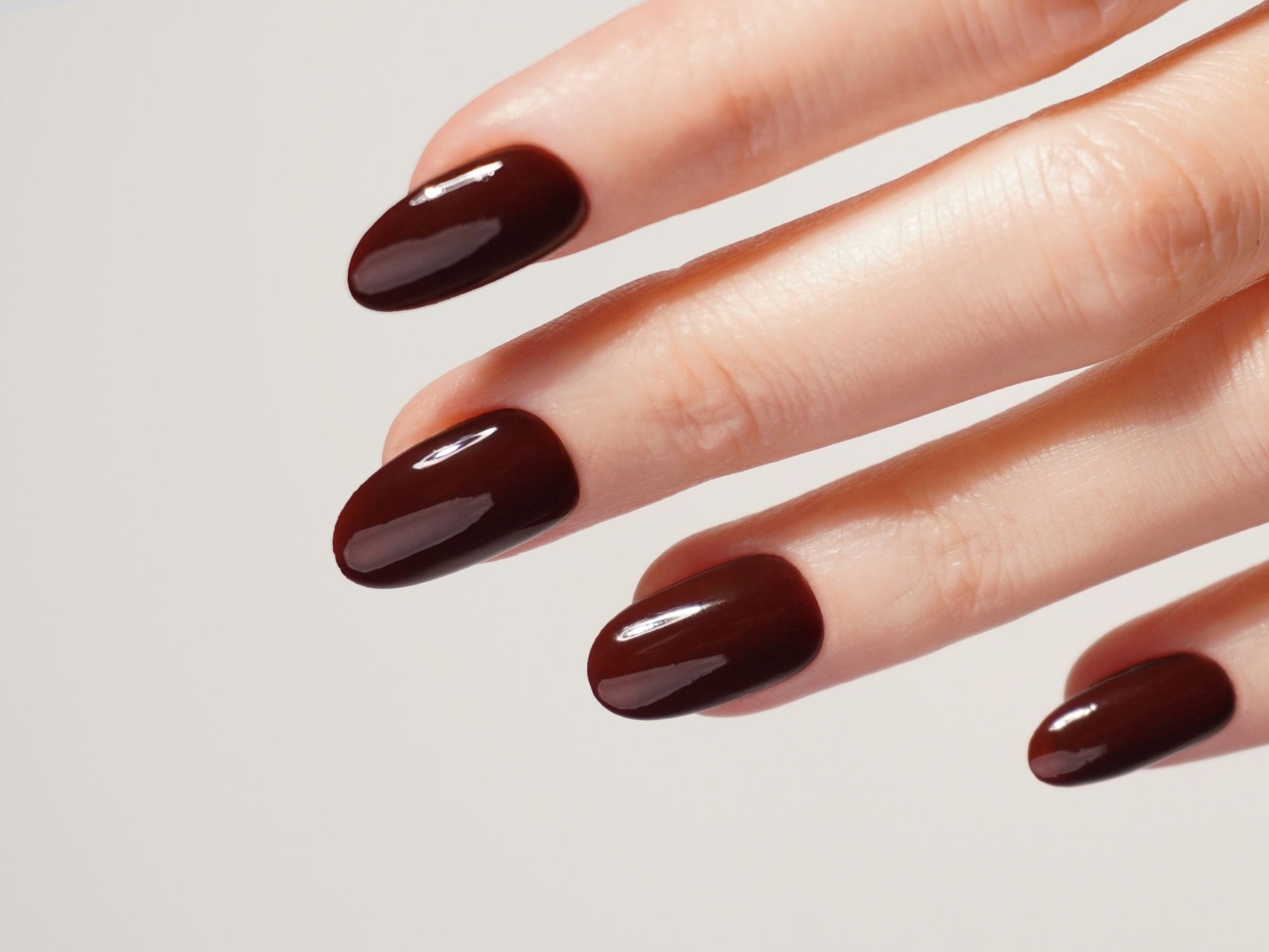 Herbstnägel in dunkelbraun mit Dipping Powder