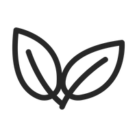 Icon in Form von zwei Blätter. Symbol für HEMA freie Produkte.