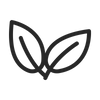 Icon in Form von zwei Blätter. Symbol für HEMA freie Produkte.